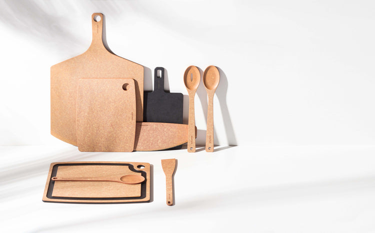 Epicurean Hex Display Board in Slate with delicious Italian appetizers 